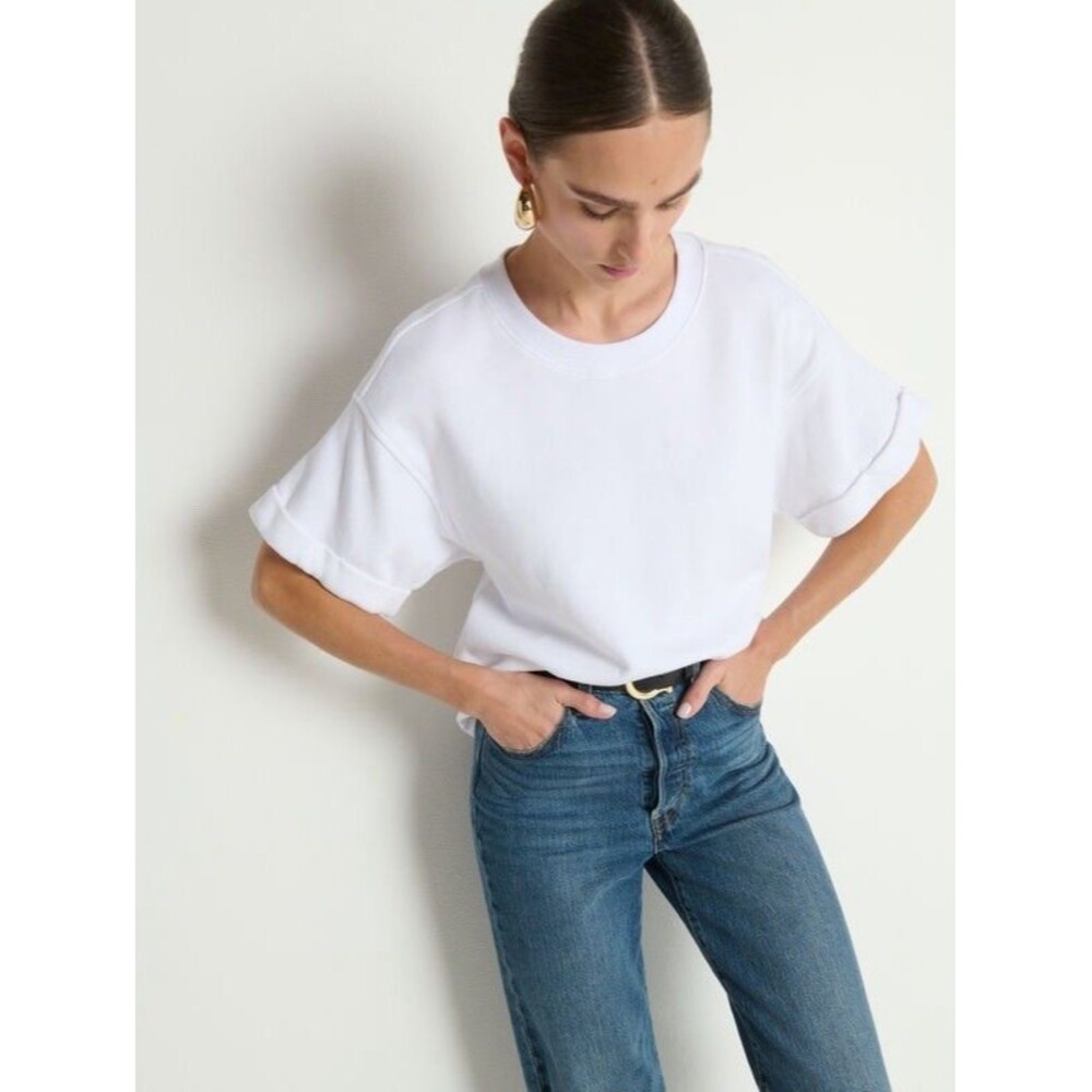 Nation LTD Los Angeles Bane Sweatshirt Tee Womens Sz Medium White Capsule Clean - Picture 2 of 8